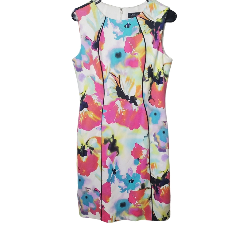 Tahari Arthur S Levine | Sleeveless Sheath Dress | Multicolor Floral | 8